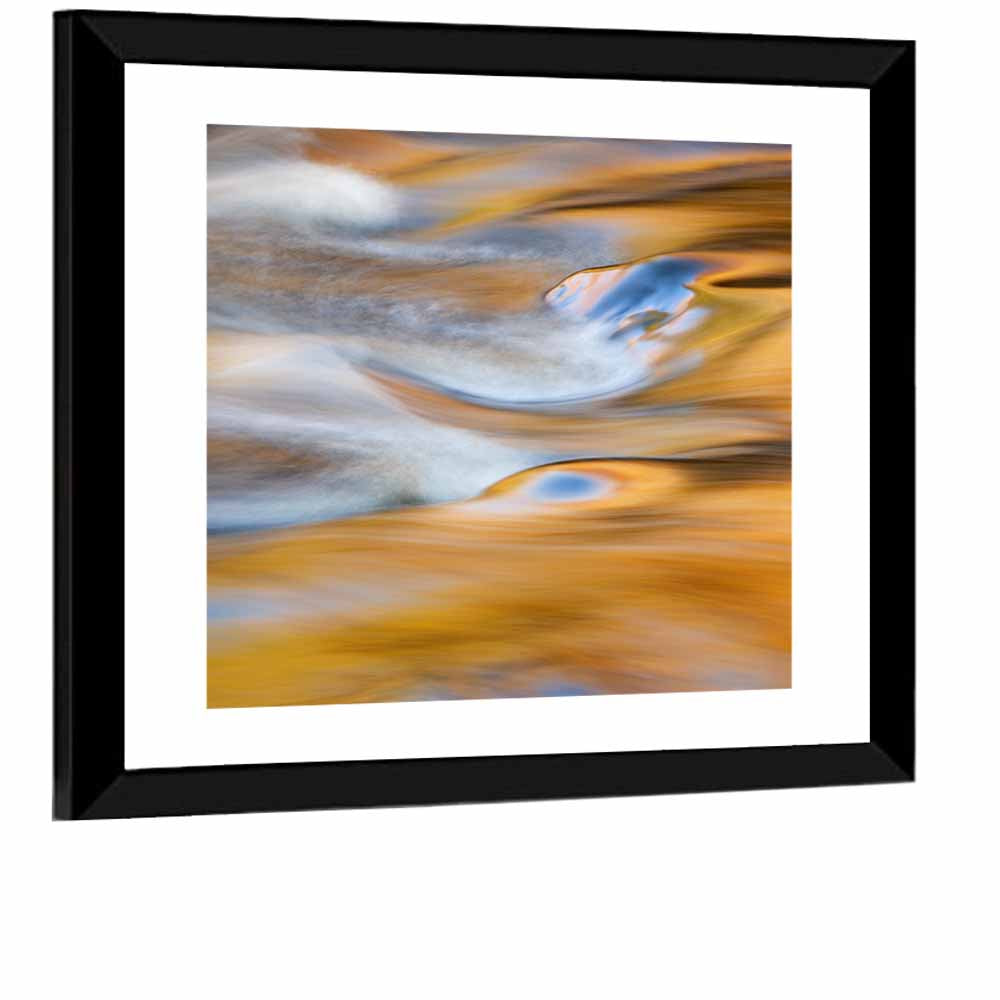 Golden Water Abstraction Wall Art