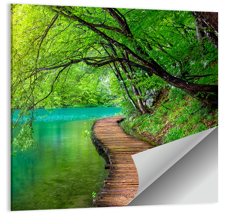 Plitvice Lakes Boardwalk Wall Art, poster print, square