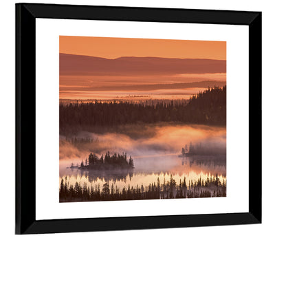Lapland Sunrise Over Misty Lake Wall Art