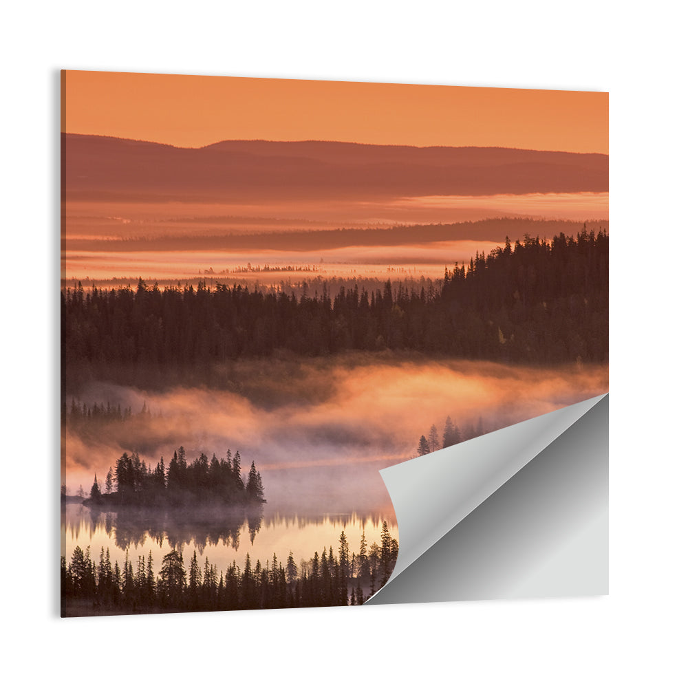 Lapland Sunrise Over Misty Lake Wall Art