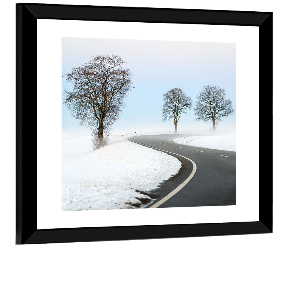 Foggy Winter Road Wall Art