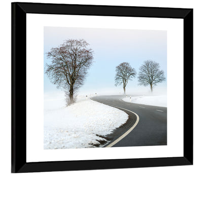 Foggy Winter Road Wall Art