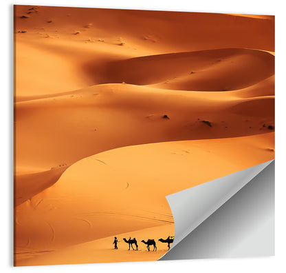 Desert Camel Caravan in Golden Dunes Wall Art