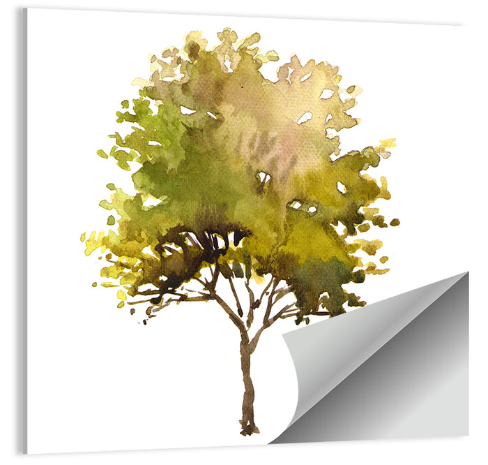 Olive Green Watercolor Tree Wall Art as a poster print