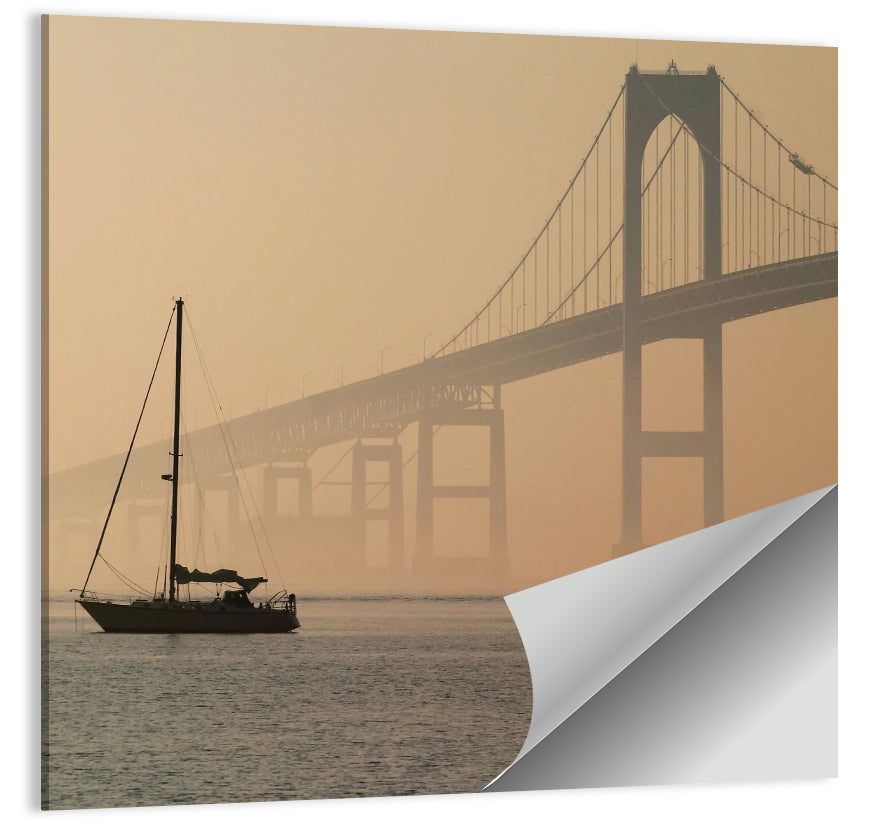 Newport Bridge in Golden Haze Wall Art