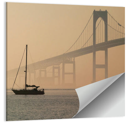 Newport Bridge in Golden Haze Wall Art