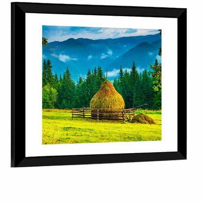Haystack in Mountain Meadow Wall Art