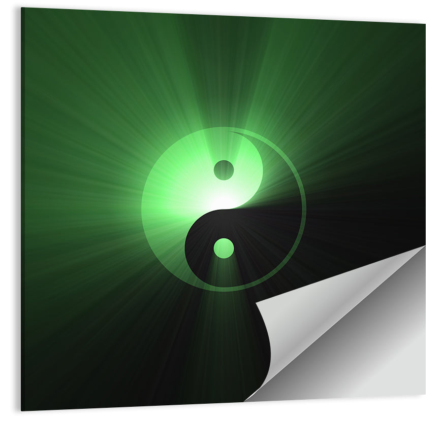 Green Glowing Yin Yang Wall Art