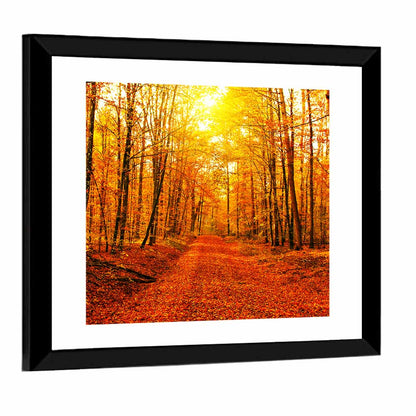 Golden Autumn Forest Path Wall Art