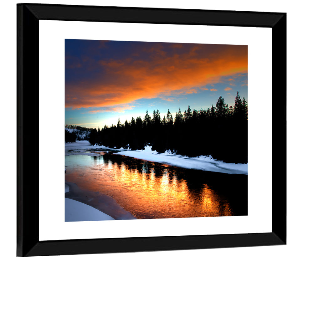 Golden Sunset Over Snowy River Wall Art