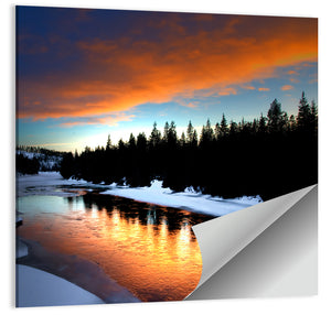 Winter River Sunset Wall Art