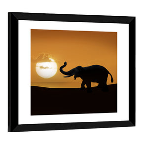 Elephant at Sunset Wall Art