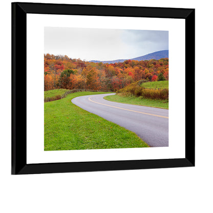 Curving Road Through Autumn Meadow Wall Art