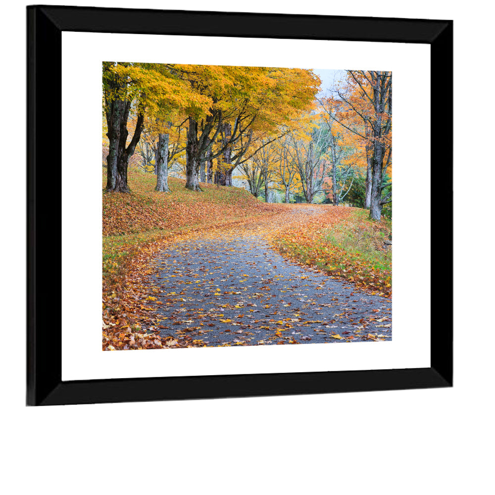 Autumn Road with Golden Canopy Wall Art