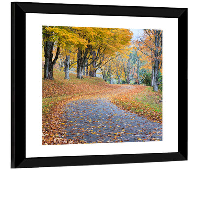 Autumn Road with Golden Canopy Wall Art