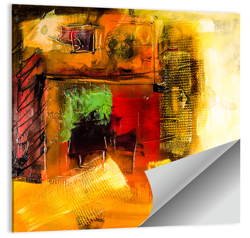 Layered Geometric Abstract in Warm Tones Wall Art