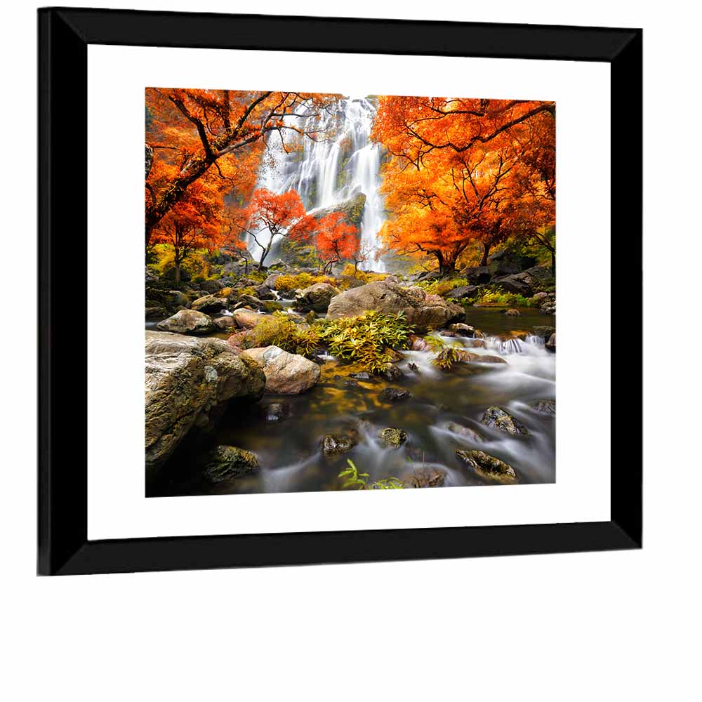 Autumn Forest Waterfall Wall Art