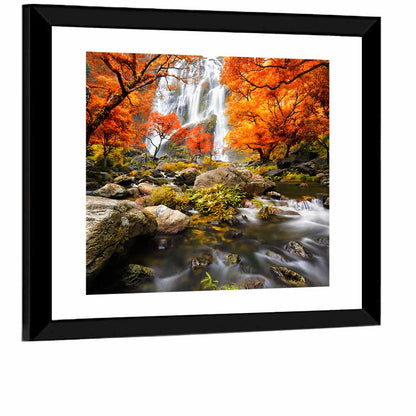 Autumn Forest Waterfall Wall Art