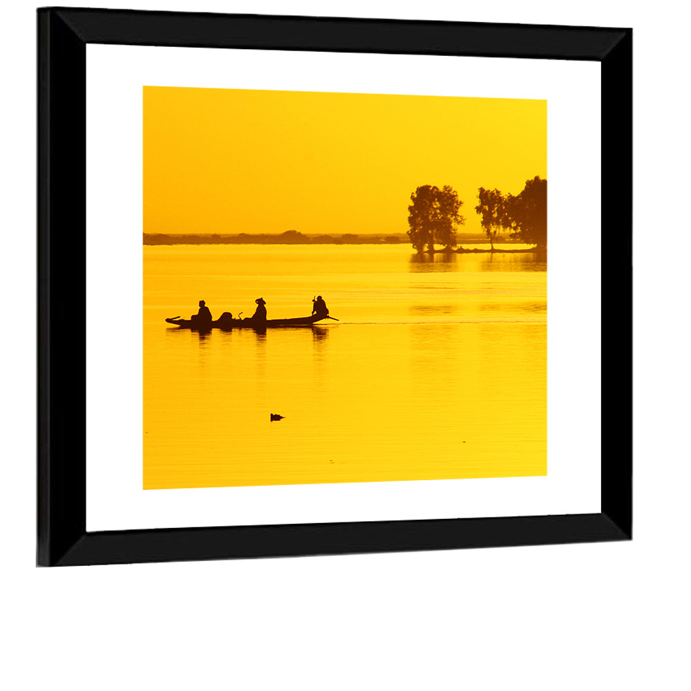Pirogue at Golden Dusk Wall Art