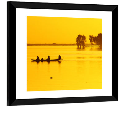 Pirogue at Golden Dusk Wall Art