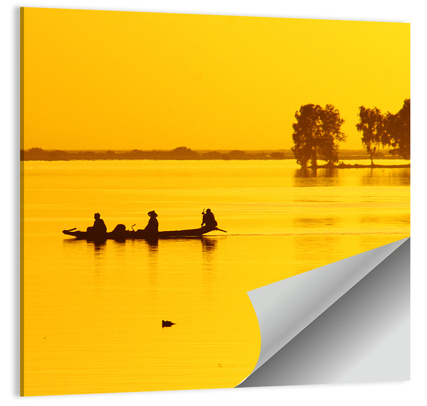 Pirogue at Golden Dusk Wall Art