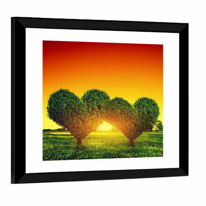 Heart Trees at Golden Sunset Wall Art