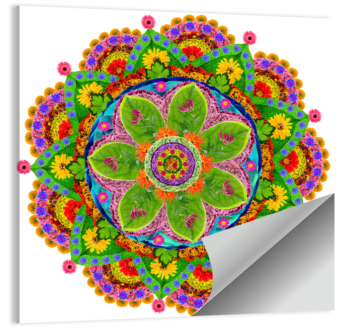 Vibrant Floral Petal Mandala Wall Art as a poster print
