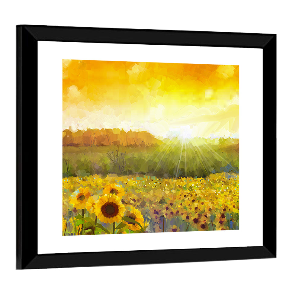 Sunburst Sunflowers Abstract Wall Art