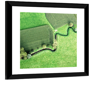 Meandering Stream Over Farmland Wall Art