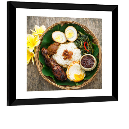 Nasi Campur in Woven Basket Wall Art