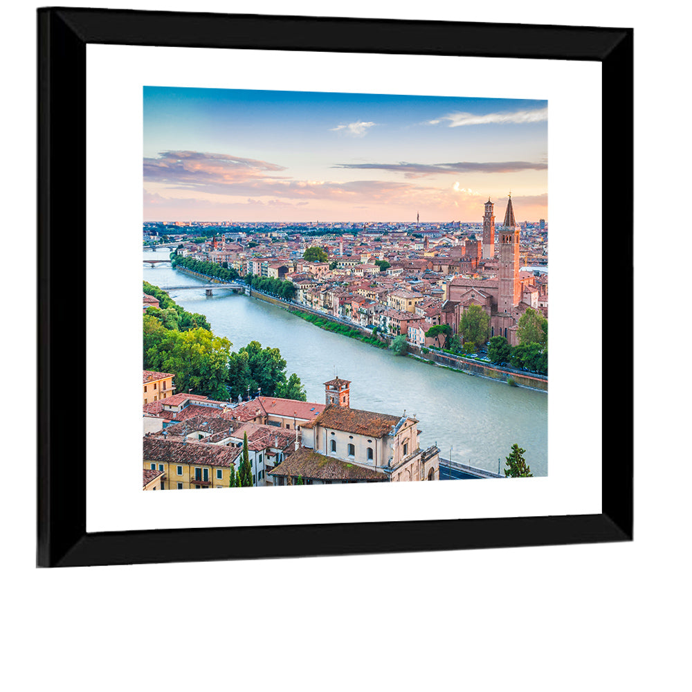 Verona Riverbend at Golden Hour Wall Art