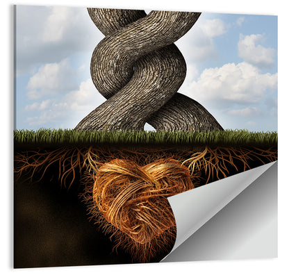 Intertwined Trees with Heart-shaped Roots Wall Art