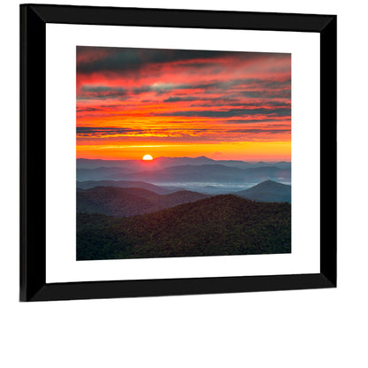 Blue Ridge Sunrise Over Misty Ridges Wall Art