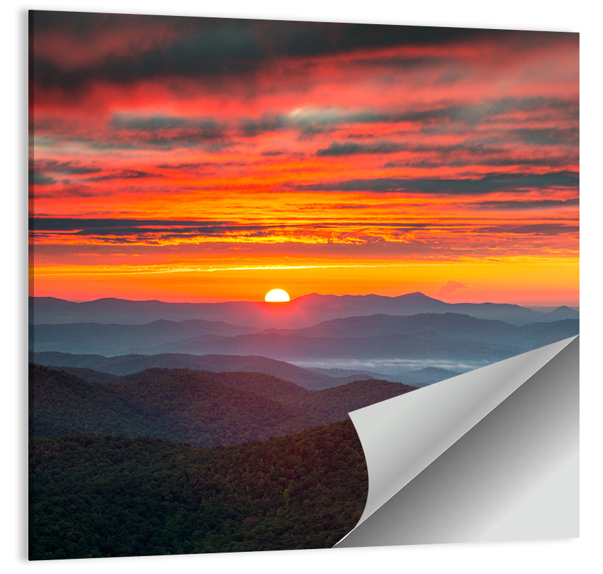 Blue Ridge Sunrise Over Misty Ridges Wall Art