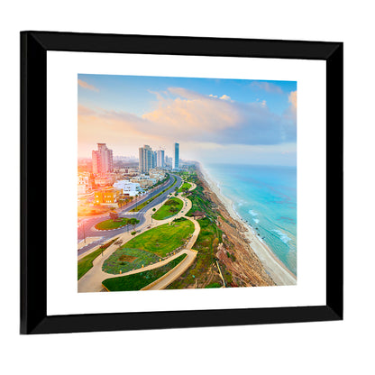 Netanya Coastline at Golden Hour Wall Art