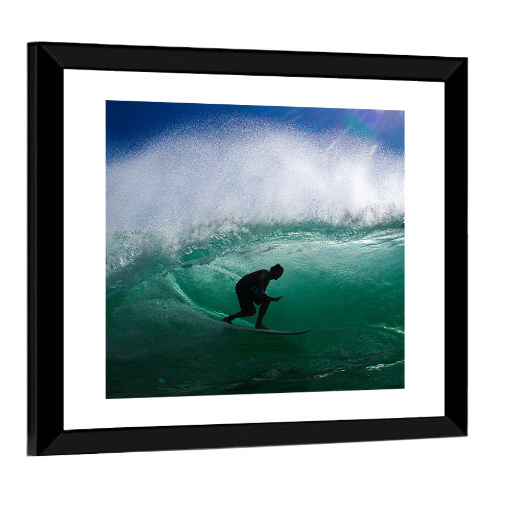 Surfer in Barrel Wave Wall Art