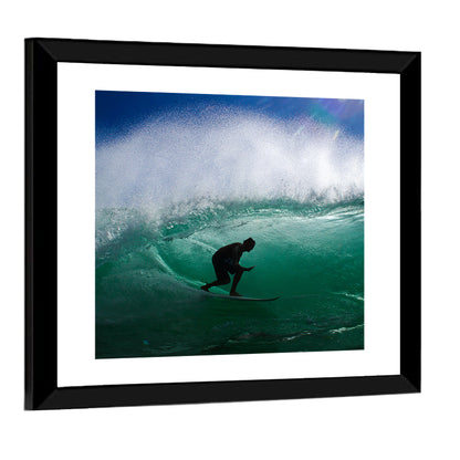 Surfer in Barrel Wave Wall Art
