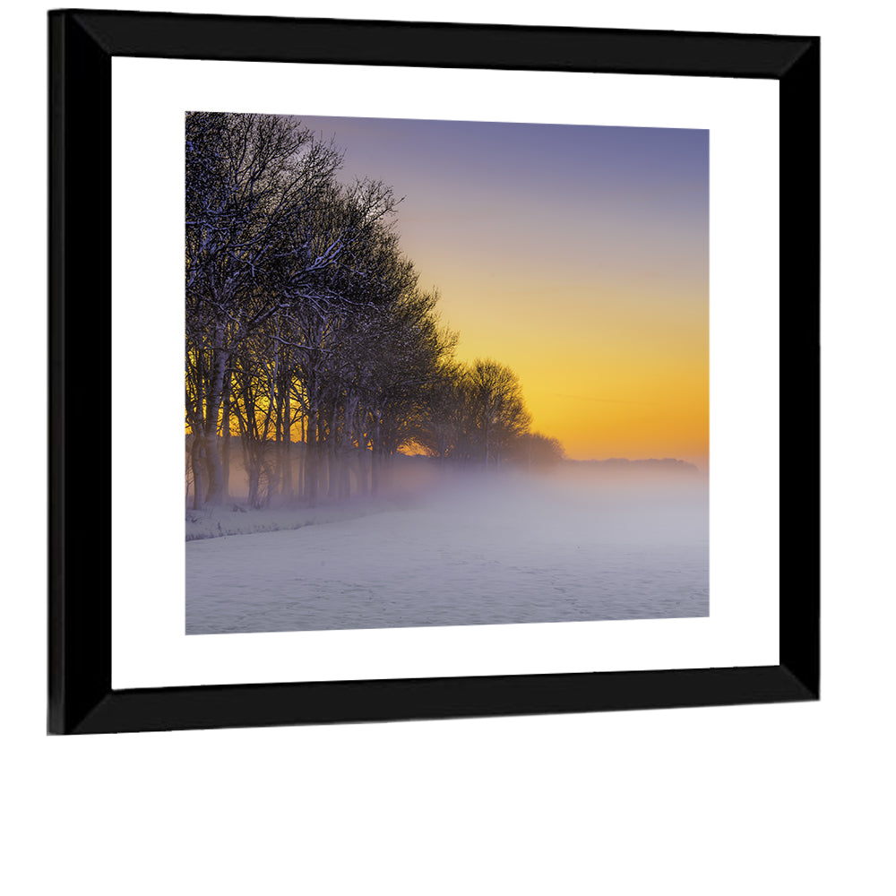 Winter Fog at Sunset Wall Art