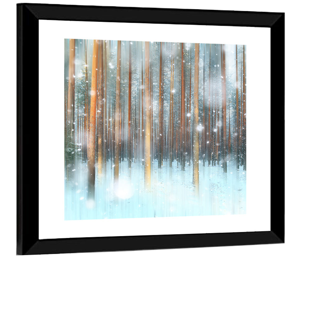 Ethereal Snowy Pine Forest Wall Art