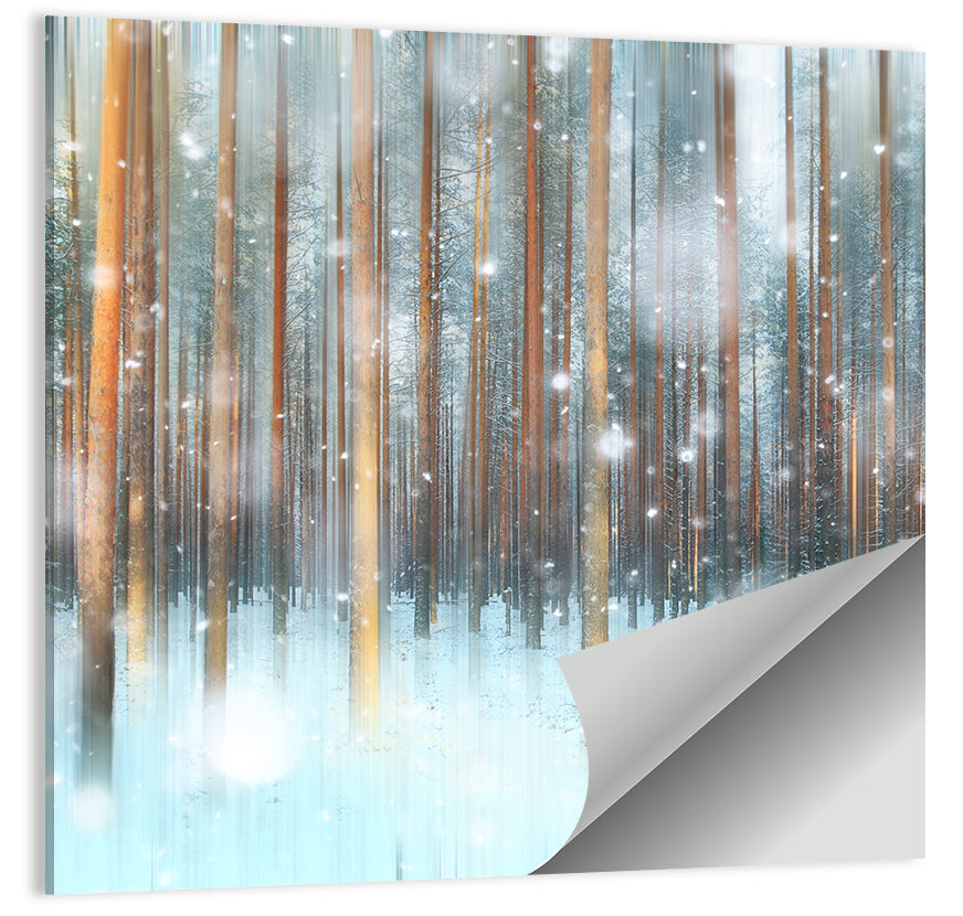 Ethereal Snowy Pine Forest Wall Art, poster print, square