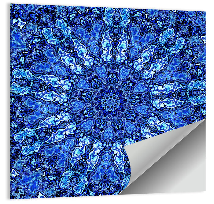 Blue Fractal Mandala Wall Art as a poster print