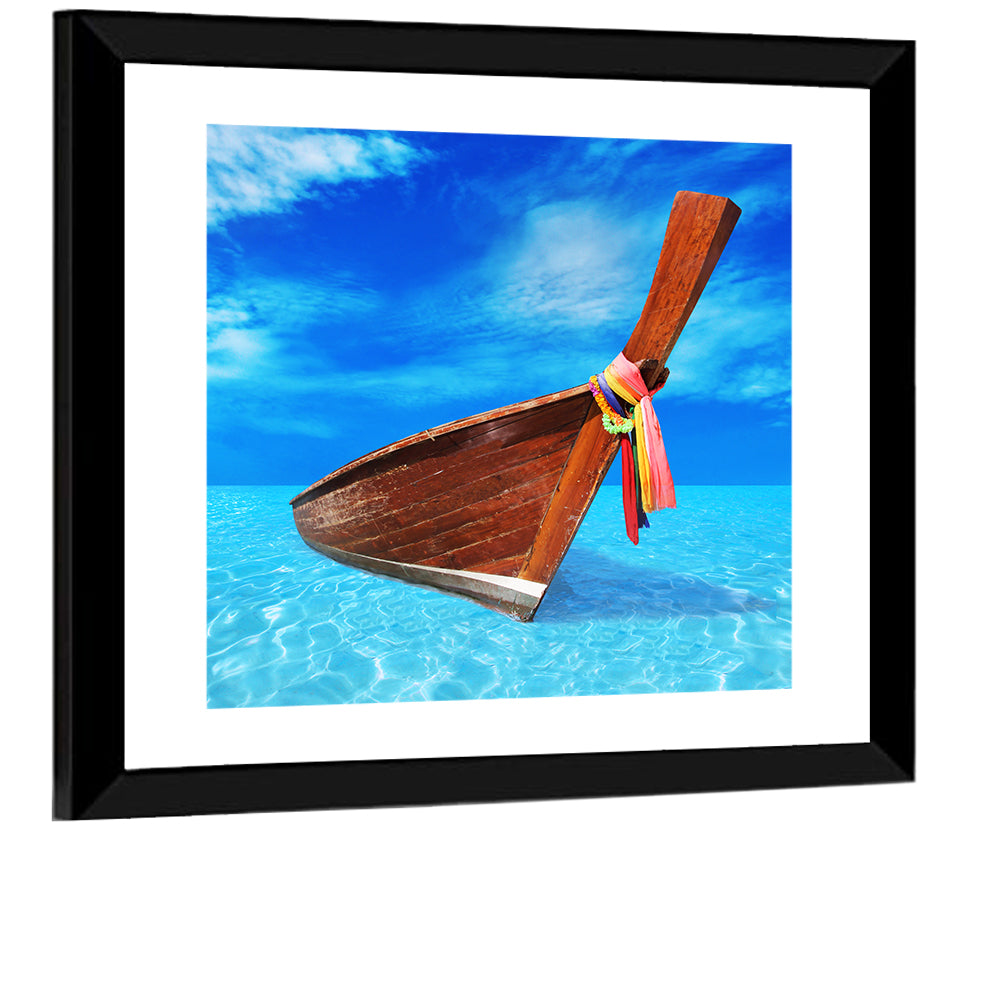 Long-tail Boat in Blue Sea Wall Art