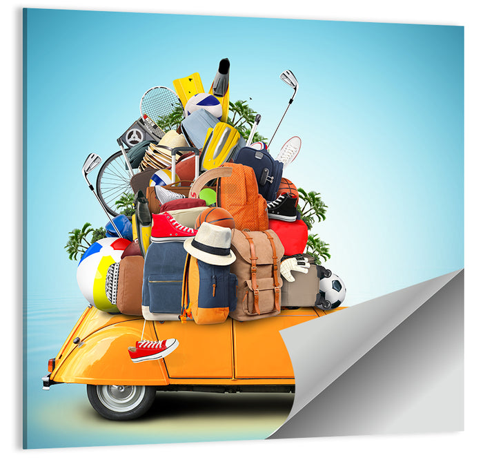 Orange Vintage Car Road Trip Getaway Wall Art as a poster print