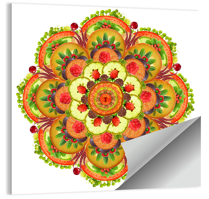 Vegetarian Pizza Mandala Wall Art as a poster print