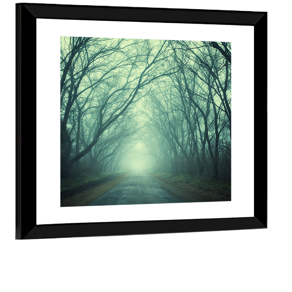 Foggy Forest Pathway Wall Art