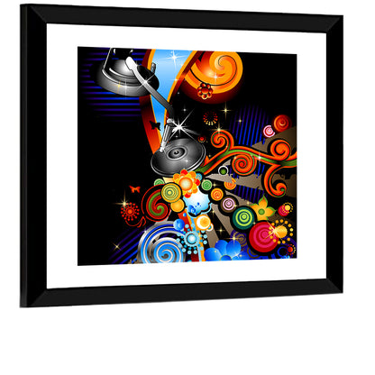 Psychedelic Turntable Illustration Wall Art