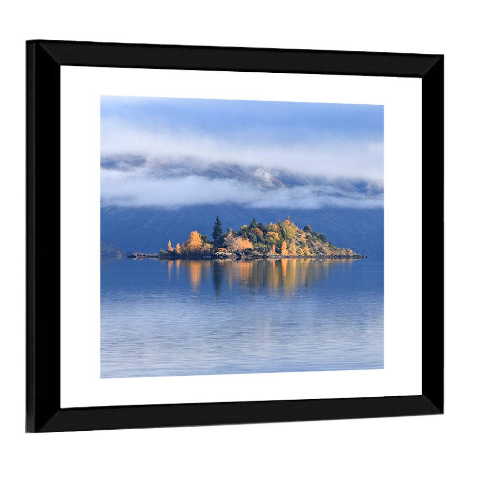 Misty Wanaka Island Reflection Wall Art