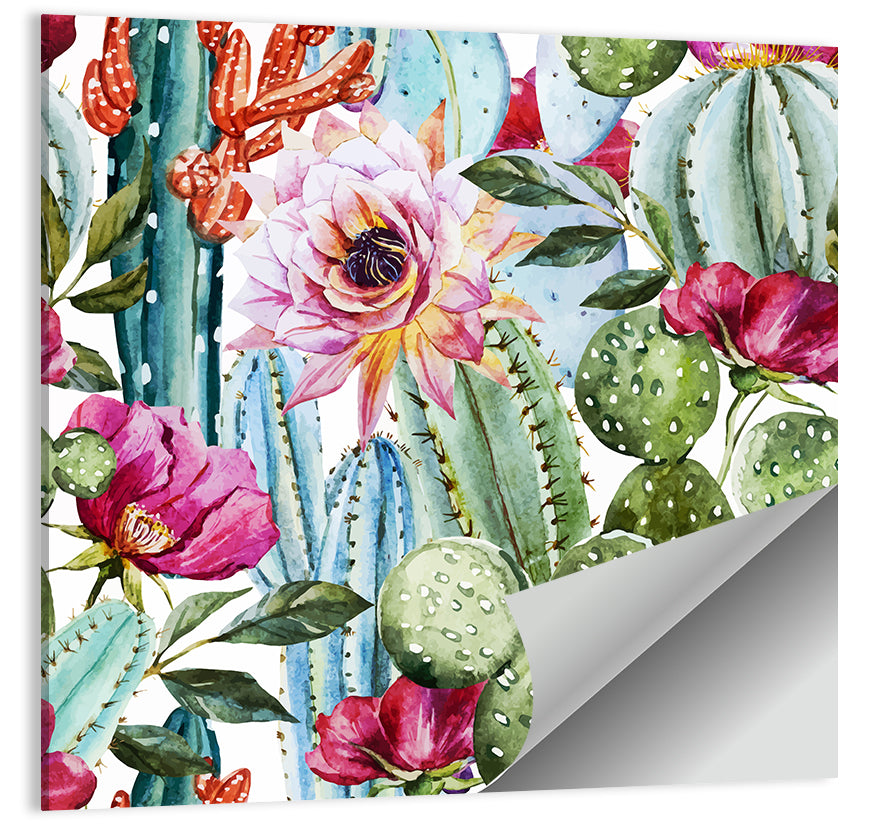 Watercolor Cactus Pattern Wall Art