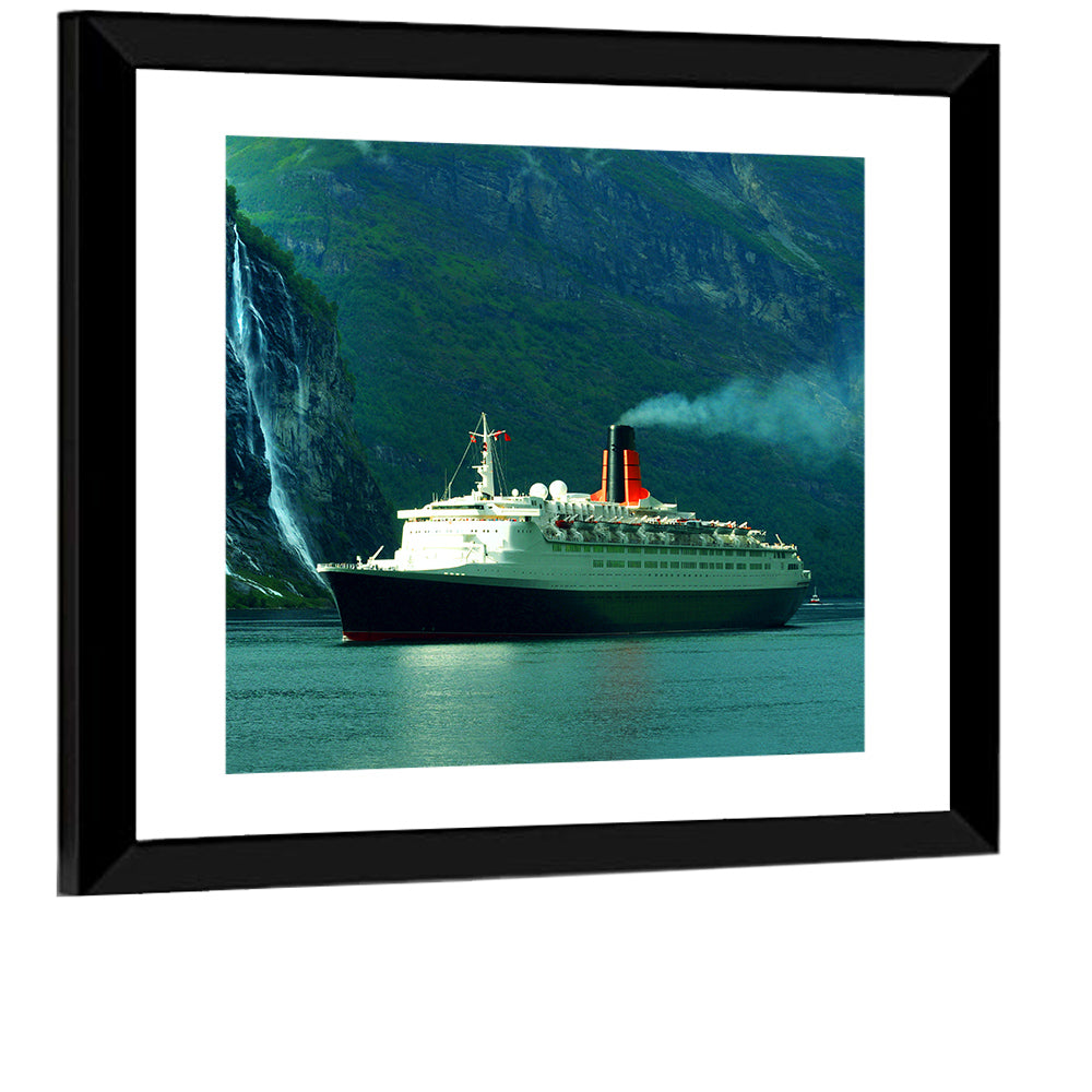 Cruise Ship at Geiranger Fjord Wall Art
