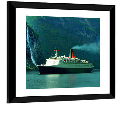Cruise Ship at Geiranger Fjord Wall Art